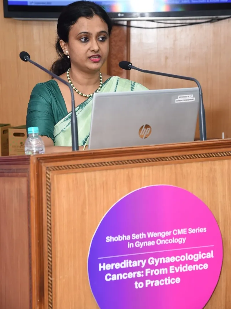 Dr. Dipanwita Banerjee lecturing at the Shobha Seth Wenger CME Series in Gynae Oncology